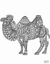 Zentangle Camel Bactrian Supercoloring Antistress Drukuj sketch template
