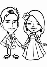 Coloring Marriage Anniversary Couple Pages Wedding Chibi sketch template