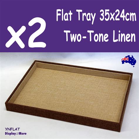 2x Flat Jewellery Display Tray Two Tone Linen New