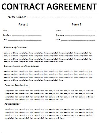 contract agreement templates  word templates
