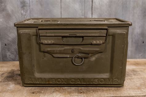 vintage  military ammo box green yellow ammunition cartridge box rustic man cave bullet