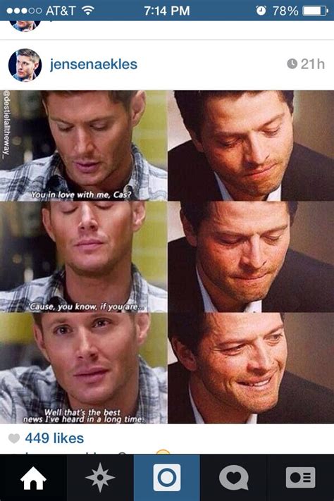 this is so beautiful because look at cas face he looks like he expects dean ll just write his