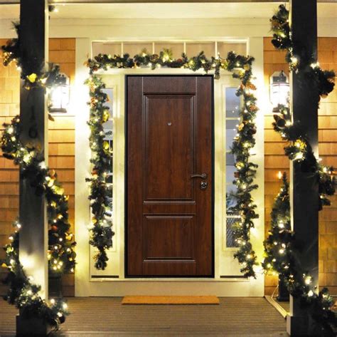 hang christmas garland  front door