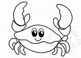 Crab Printable Cartoon Coloring Smiling sketch template