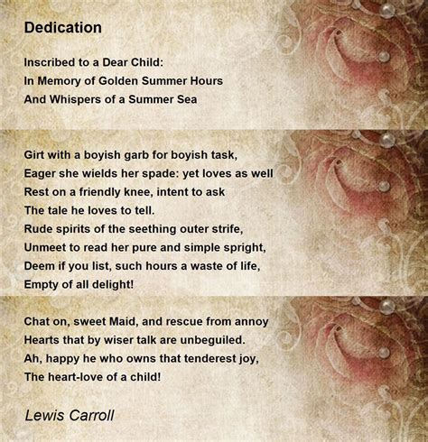 dedication poem  lewis carroll poem hunter