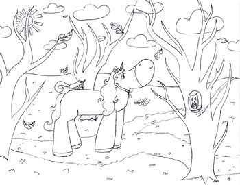 unicorn  fall forest coloring sheet  nevaehs coloring sheet