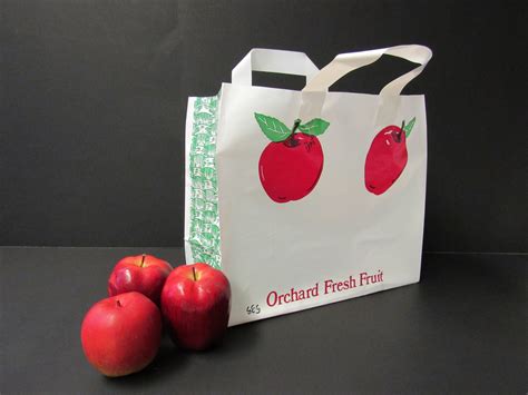 item    bushel plastic apple tote bag  pack       inches tall flat bottom