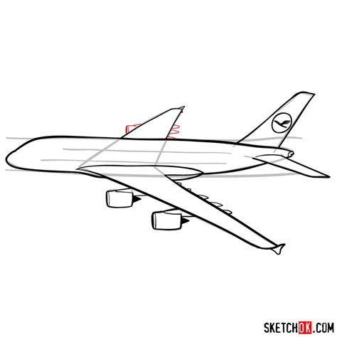 draw airbus  lufthansa side view sketchok easy drawing