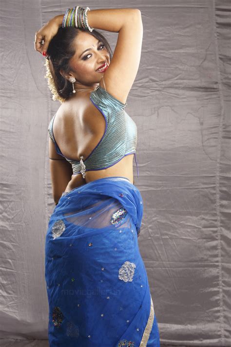 Spicy Photos Spicy Girls Spicy Events Anushka In Blue Saree Exposing