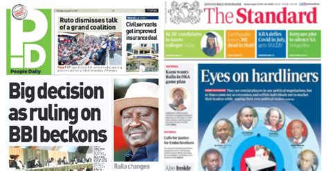 kenyan newspapers review  august  proponents exude confidence   bbi verdict