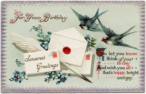 Envelopes Quill Pen Flowers And Birds ~ Free Image Old
