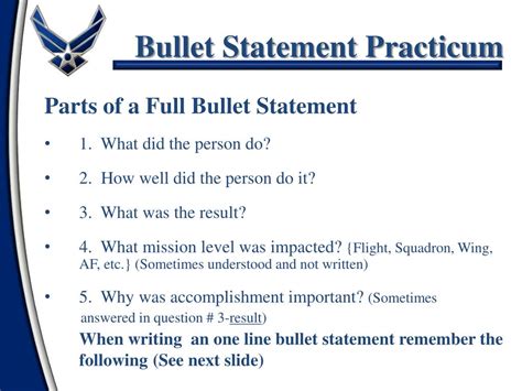 bullet statement practicum powerpoint