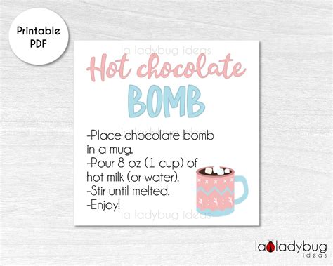 party favors party supplies instant  hot chocolate bomb tags