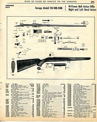 print ad  savage     power bolt action rifle parts list ebay