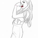 Grande Ariana Outline Drawing Colorir Drawings Desenho Getdrawings Escolha Pasta sketch template