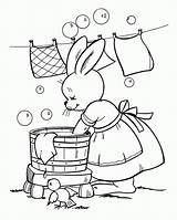 Clothes Coloring Washing Pages Colouring Printable Bunny Print Easter Books Ables sketch template