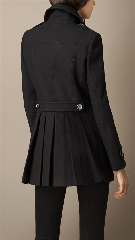 lyst burberry back pleat military coat in black