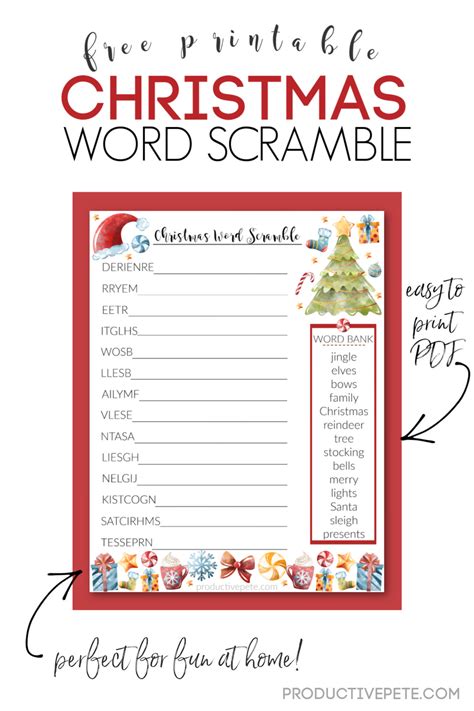 printable christmas word scramble   kids productive pete