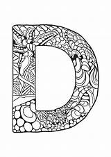 Coloring Letter Alphabet Zentangle Pages Printable Kids Abc Mandala Adult Letters Print Coloriage Mandalas Supercoloring Template Pattern Stress Animal Adults sketch template