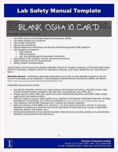 blank osha  card   osha cards checklist template