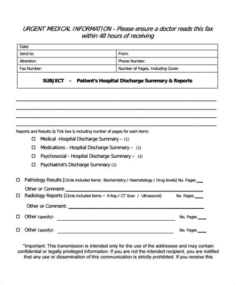 sample discharge summary templates  ms word  order form