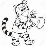 Trumpet Drawing Tiger Playing Getdrawings sketch template