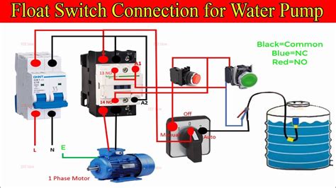 float switch auto manual wiring connection diagram  water pump float switch tank