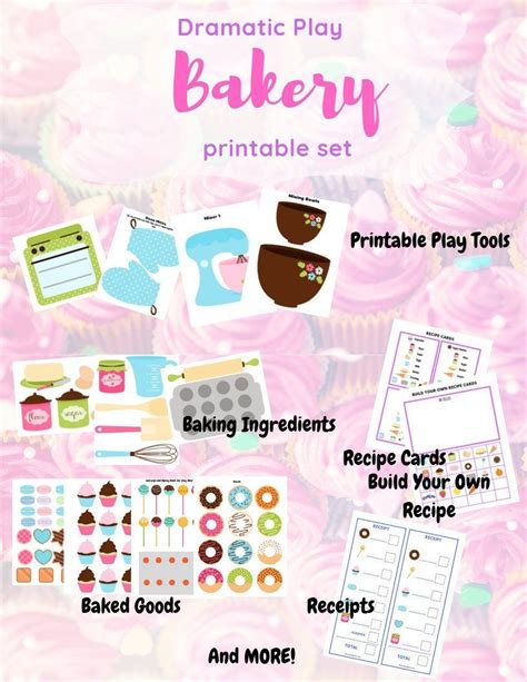 dramatic play bakery printable set  pretend play learning etsy