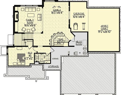 plan hs exclusive traditional house plan  sports court traditional house plan