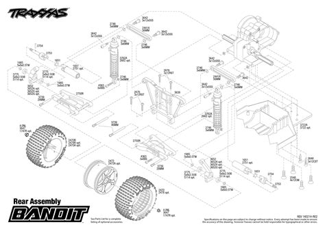 traxxas bandit xl  rear assembly exploded view traxxas