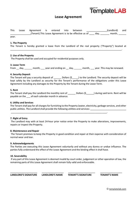 residential lease agreement templates wordpdf