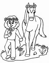 Horse Bambina Cavallo Cheval Fille Colorare Disegni Krone Caballo Stilizzato Fillette Dacolorare Chevaux Chica Colorier Ancenscp Animali Browser Coloringhome sketch template