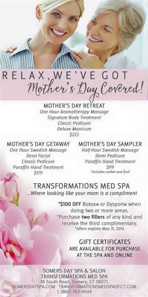 mothers day  somers day spa mothers day spa spa specials spa day