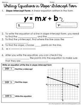writing equations  slope intercept form notes tpt