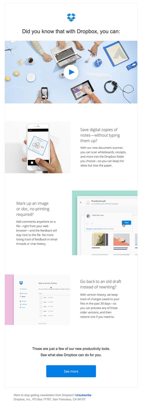 dropbox    html email gallery