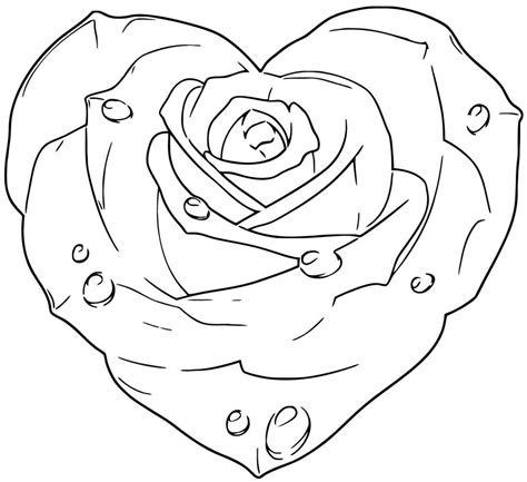 heart rose sketch coloring page wecoloringpagecom