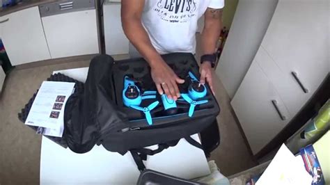unboxing backpack  parrot bebop  sky controller  propguards  mc cases youtube
