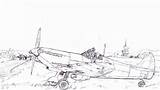 Spitfire Plane Coloring Drawing Pages Alert Mkixc 1944 Sketch Deviantart Template Line sketch template