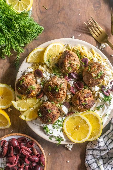 Greek Meatballs With Creamy Lemon Orzo Britney Breaks Bread