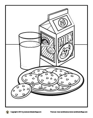milk  cookies coloring page worksheet village