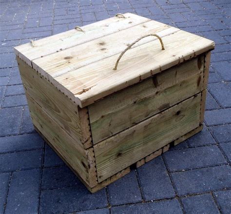 rustic reclaimed lidded wooden garden storage box  cheadle