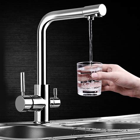 dual lever kitchen   water filter mixer tap sink flow modern flexible chrome faucet  banggood