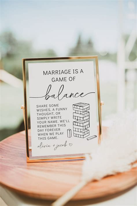 jenga guest book sign marriage   game  balance sign wedding guest