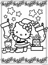 Kitty Hello Christmas Pages Coloring Printable Color Print Cartoons sketch template