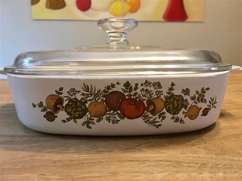 vintage pyrex corning ware spice of life casserole dish with etsy