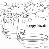 Diwali Coloring Happy Pages Printable Drawing Kids Lamp Template Festival Divali Sketch Drawings Cards Printables Super Supercoloring Print India Candles sketch template