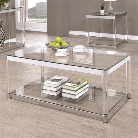 coaster  contemporary glass top coffee table  acrylic legs  city furniture