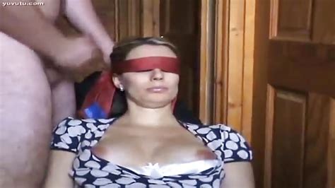 blindfolded french milf who loves a cum facial