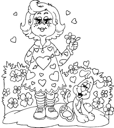girl  dog coloring page coloringcom