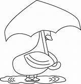 Umbrella Duck Under Clipart Clip Mycutegraphics Outline Coloring Rain Cloud sketch template